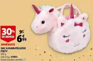 Auchan Sac a main peluche fizzy offre