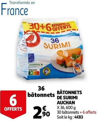 Auchan Auchan bâtonnets de surimi offre