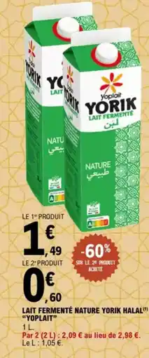 E.Leclerc "YOPLAIT” Lait fermenté nature yorik halal offre