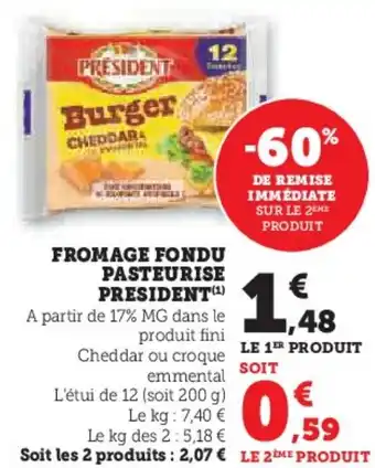 Hyper U Fromage fondu pasteurise president offre