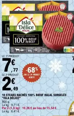 E.Leclerc "ISLA DÉLICE" 10 steaks hachés 100% bœuf halal surgelés offre