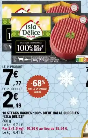 E.Leclerc "ISLA DÉLICE" 10 steaks hachés 100% bœuf halal surgelés offre