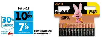 Auchan Duracell piles plus lr03 ou lr06 offre