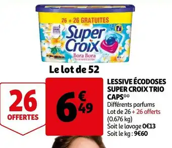 Auchan Super croix lessive écodoses trio caps** offre