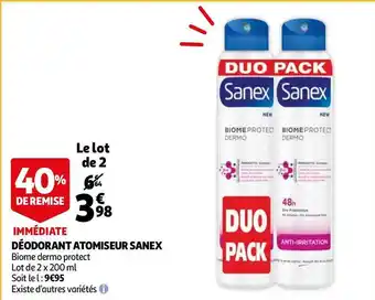 Auchan Sanex déodorant atomiseur offre