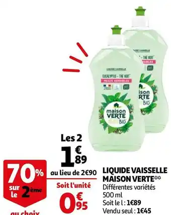 Auchan Maison verte liquide vaisselle* offre