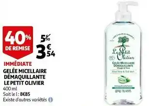Auchan Le petit olivier gelée micellaire démaquillante offre