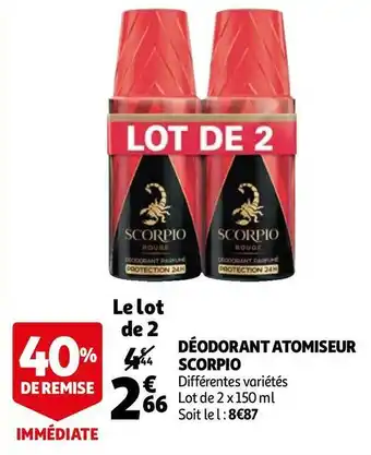 Auchan Scorpio déodorant atomiseur offre