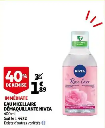 Auchan Nivea eau micellaire démaquillante offre
