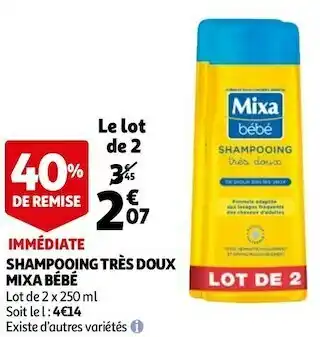 Auchan Mixa bébé shampooing très doux offre