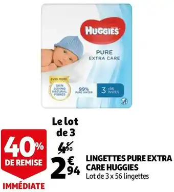 Auchan Huggies lingettes pure extra care offre