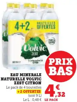 Hyper U Eau minerale naturelle volvic zest citron offre