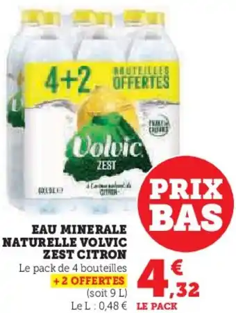 Hyper U Eau minerale naturelle volvic zest citron offre