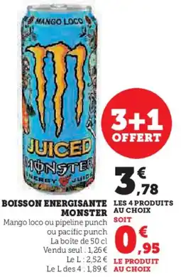 Hyper U Boisson energisante monster offre