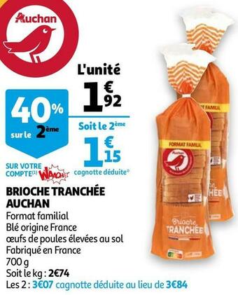 Auchan brioche tranchée