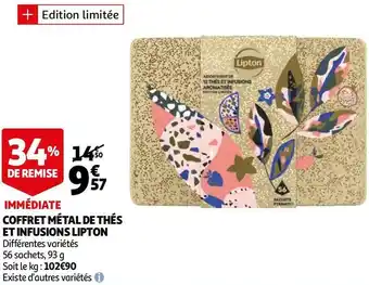 Auchan Lipton coffret métal de thés et infusions offre