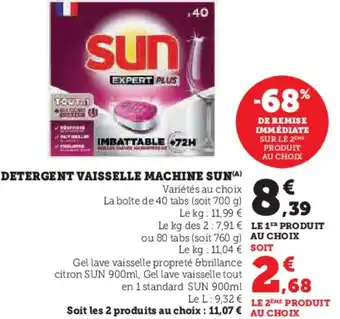 Hyper U Detergent vaisselle machine sun offre