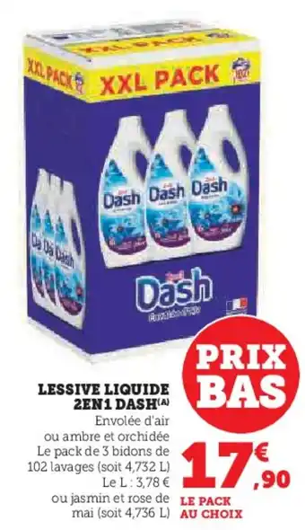 Hyper U Lessive liquide 2en1 dash offre