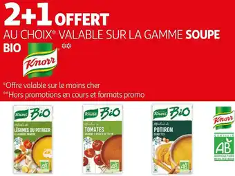 Auchan Knoor bon plan sur la gamme des soupes bio de la marque knoor offre