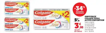 Hyper U Dentifrice colgate total active prevention offre