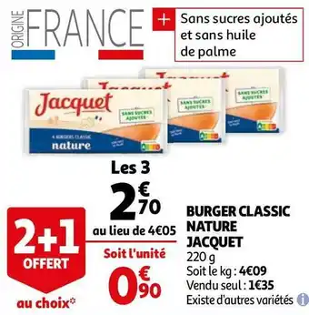 Auchan Jacquet burger classic nature offre