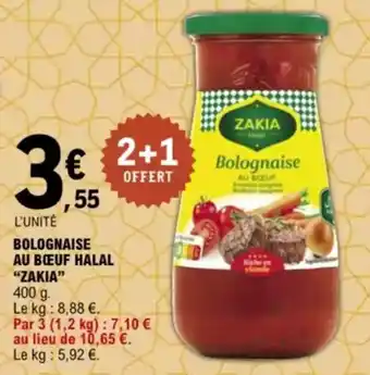 E.Leclerc ZAKIA Bolognaise au boeuf halal offre