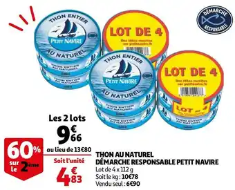 Petit navire thon au naturel démarche responsable