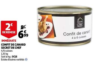 Auchan Secret de chef confit de canard offre