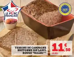 Hyper U Terrine de campagne bretonne igp label rouge tallec' offre