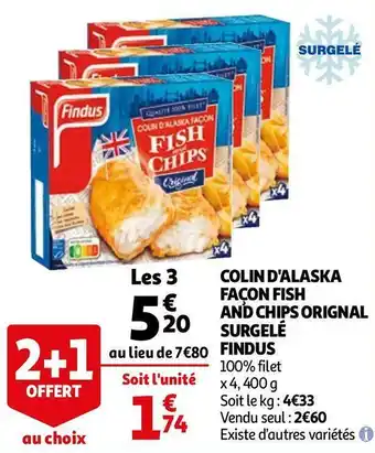 Auchan Findus colin d'alaska façon fish and chips orignal surgelé offre