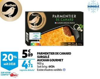 Auchan Auchan parmentier de canard surgelé gourmet offre