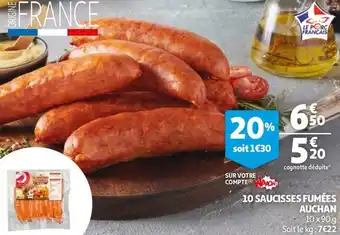 Auchan Auchan 10 saucisses fumées offre