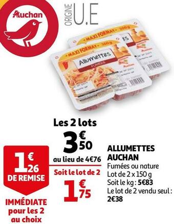 Auchan Auchan allumettes offre