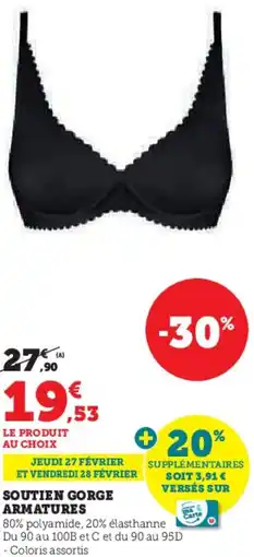 Hyper U Soutien gorge armatures offre