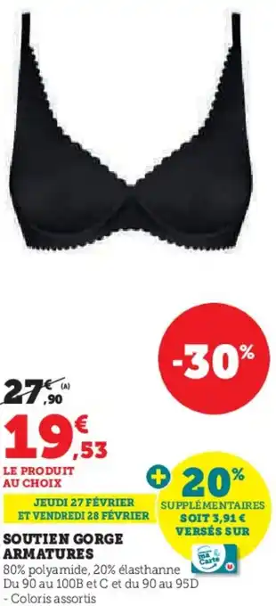 Hyper U Soutien gorge armatures offre