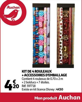 Auchan Kit de 4 rouleaux + accessoires d'emballage offre