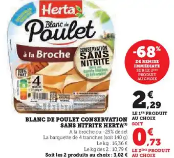 U Express HERTA Blanc de poulet conservation au choix sans nitrite offre