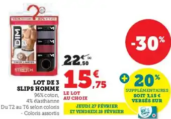 Hyper U Lot de 3 slips homme offre