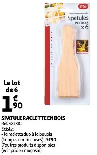 Auchan Spatule raclette en bois offre