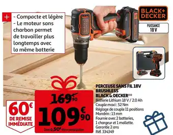 Auchan Black & decker perceuse sans fil 18v brushless offre