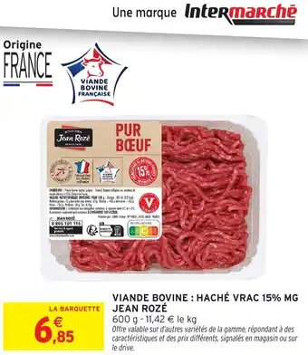 Intermarché Express Viande bovine: haché vrac 15% mg jean rozé offre