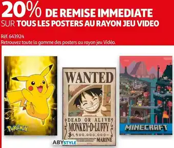 Auchan Bon plan sur tous les posters au rayon jeu video offre