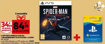Auchan Le jeu miles morales sur ps5 + un abonnement playstation + 12 mois offre