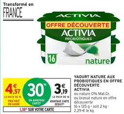 Intermarché Express Yaourt nature aux probiotiques en offre découverte activia offre