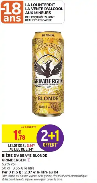 Intermarché Express Bière d'abbaye blonde grimbergen offre