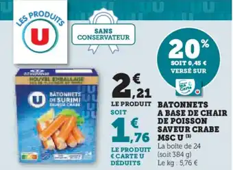 U Express U Batonnets disurimi saveur crade msc offre