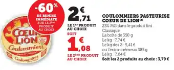 U Express COEUR DE LION Coulommiers pasteurise offre