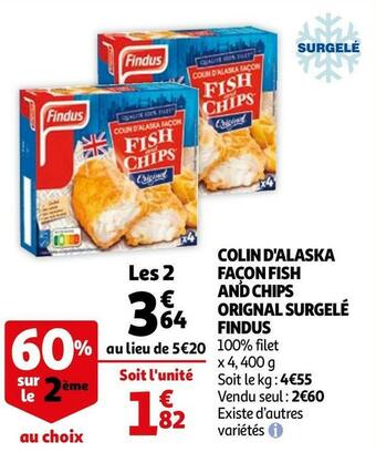 Auchan Findus colin d'alaska façon fish and chips orignal surgelé offre