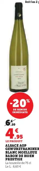 U Express PRESTIGE Alsace aop gewurztraminer blanc moelleux baron de hoen offre