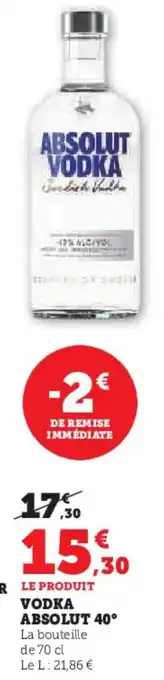 U Express VODKA ABSOLUT 40° offre